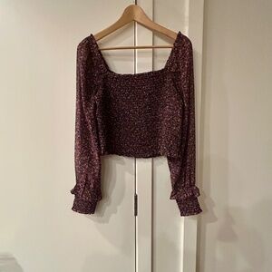 Smocked floral square-neck top – 1.STATE, size M